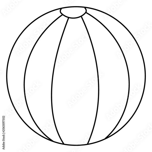 Minimalist beach ball outline sketch line art