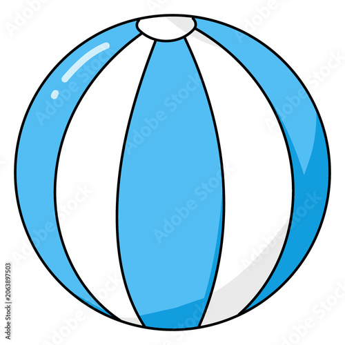 Blue and white striped beach ball illustration