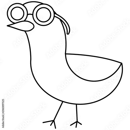 Cute minimalist bird line art drawing isolated