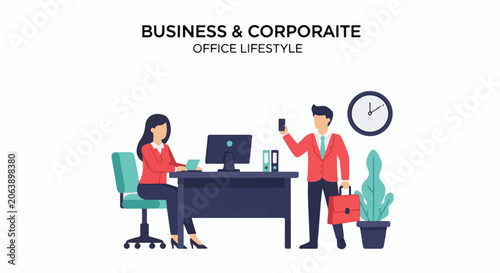 Business illustration of office workers