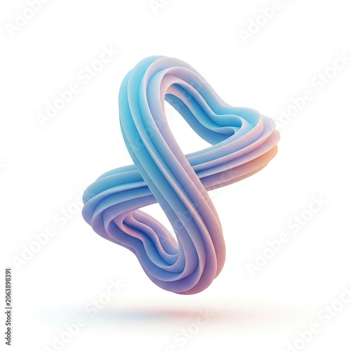 Abstract 3D Rendered Infinity Shape with Gradient Colors.