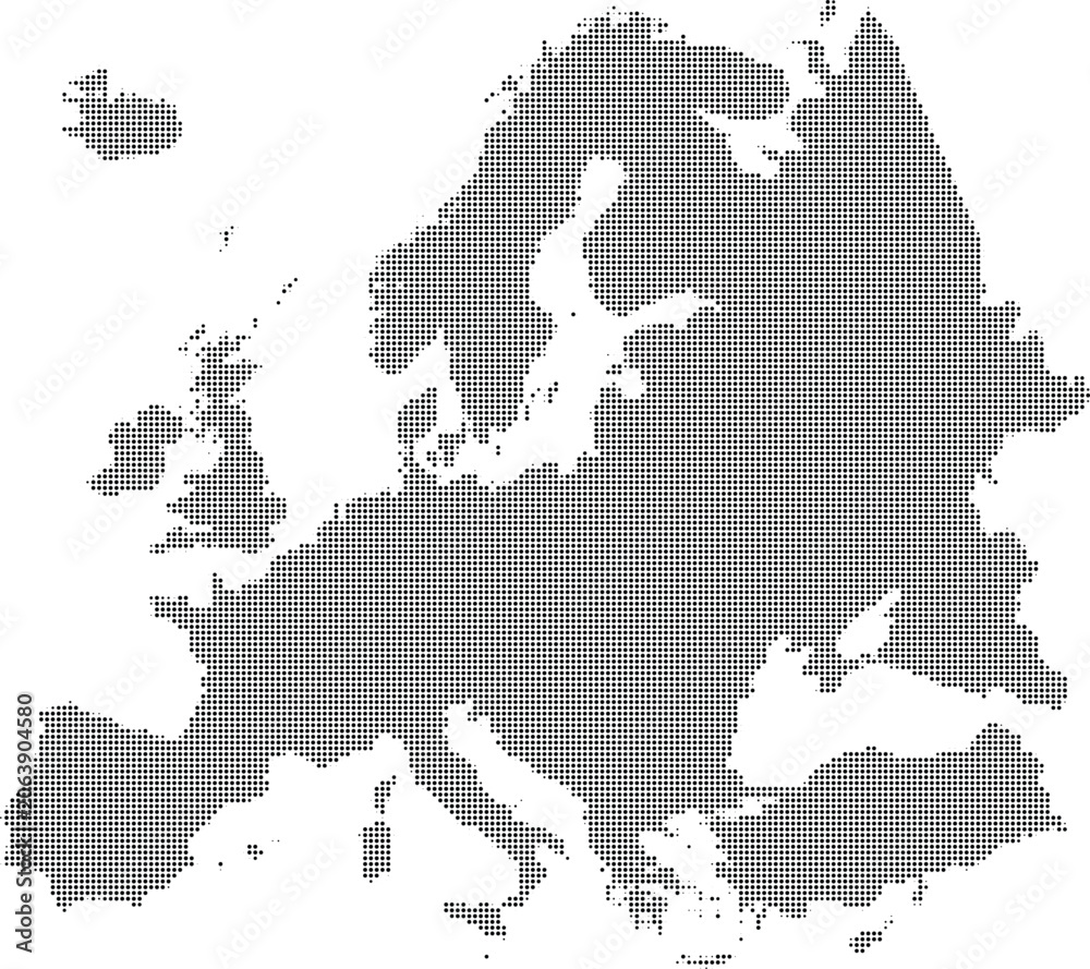 Obraz premium Map Of Europe In Halftone Pattern On Transparent Background
