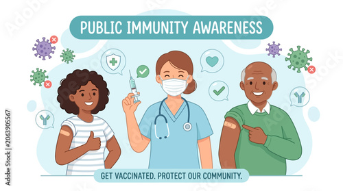 Quadro su tela People of different ethnicities getting vaccinated by a nurse.