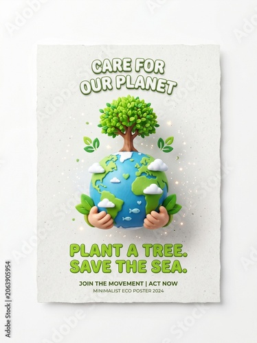 Hands holding a globe with a tree on top and leaves around it.