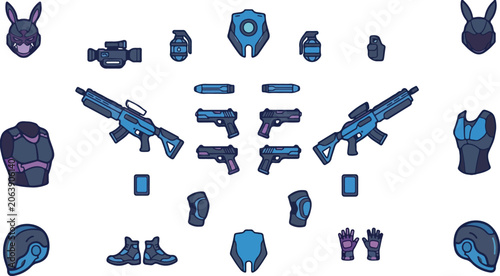 Foto war equipment in the white background vector illustration