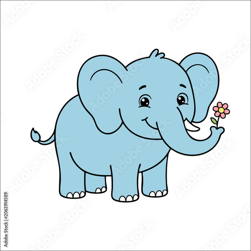 Cute Cartoon Elephant Vector Illustration