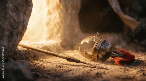 Εκτύπωση καμβά Roman soldiers reacting in fear to the empty tomb of Jesus Christ