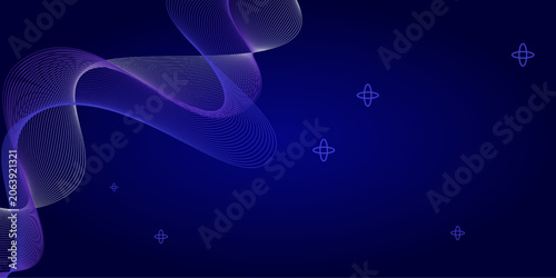 Abstract dark blue background with elegant wave lines