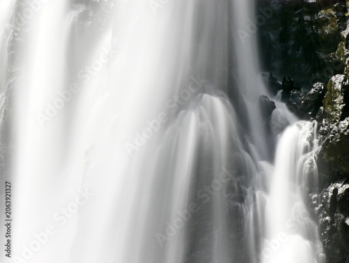 Abstract waterfall texture, silky water effect with long exposure, flowing water background