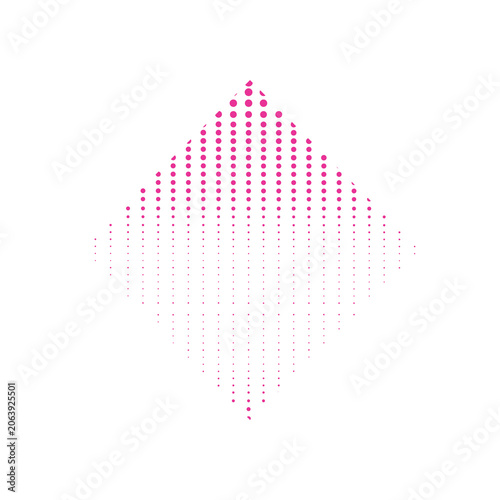 Abstract halftone dotted diamond shape geometric gradient pattern