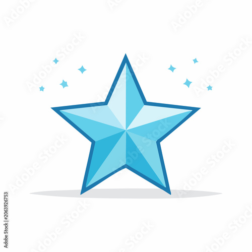 Blue Star Icon with Sparkles