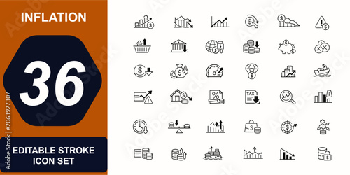 Cuadro en lienzo Inflation web icons in line style