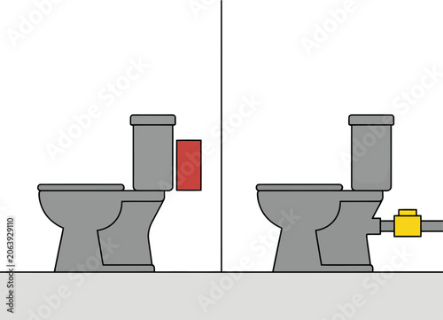 Obraz na plátně A comparative illustration highlights toilet vulnerability versus an integrated smart fixture with automatic shutoff
