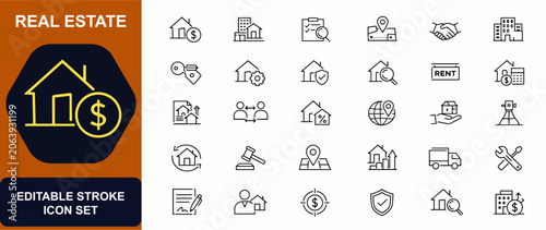 Fotografie Real estate web icons in line style