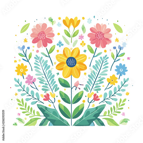 Floral pattern with butterflies and leaves
