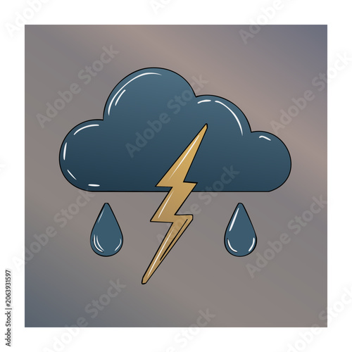 Storm Cloud with Lightning and Rain Illustration