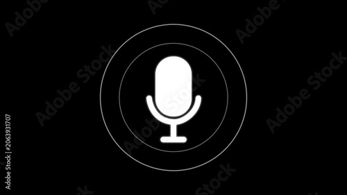 Voice recording podcast mic microphone button icon animation. audio microphone icon animation