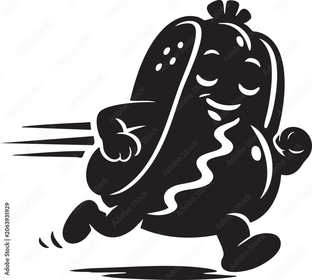 Obraz premium Animated cartoon character running with speed lines