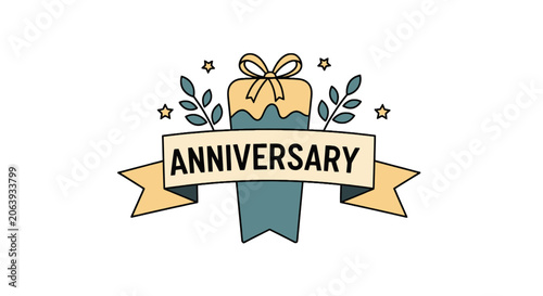 Colorful Anniversary Ribbon Banner Icon.