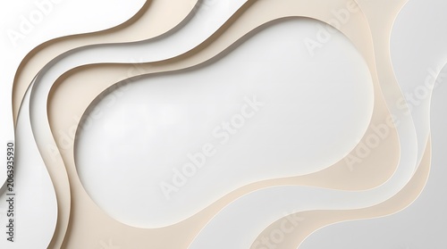 Abstract Paper Cut Background with Curved Shapes and Soft Shadows