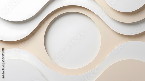 Abstract Paper Cut Background with Curved Shapes and Layers
