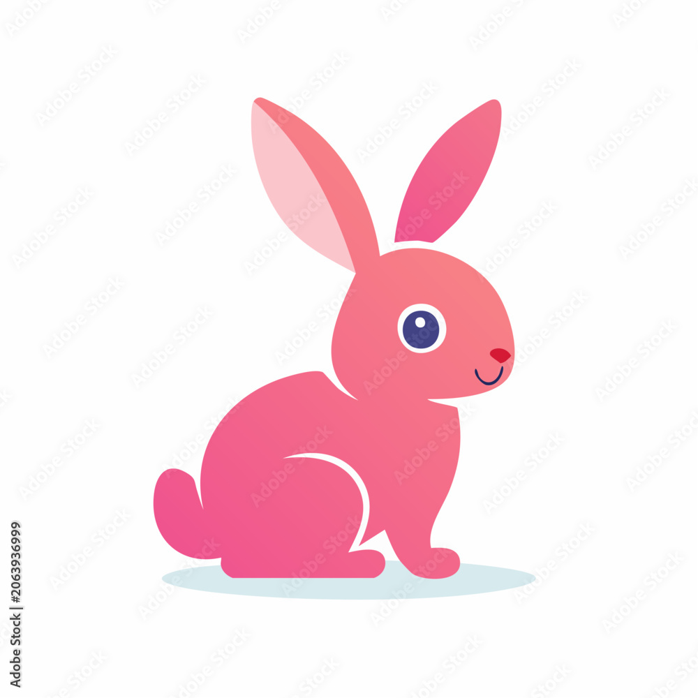 Fototapeta premium Cute Pink Rabbit Illustration