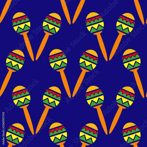 Seamless pattern with maracas musical instrument.