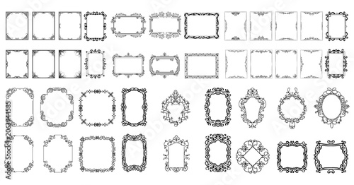 Frame ornament. Vintage frame ornament. Ornament set. Vector set border. Set of vintage frames square. Floral ornament.