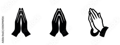 Konstfotografi Set of praying hands icons, symbolizing faith, prayer, spirituality, and devotio