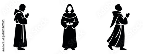 Εκτύπωση καμβά Monk silhouettes set