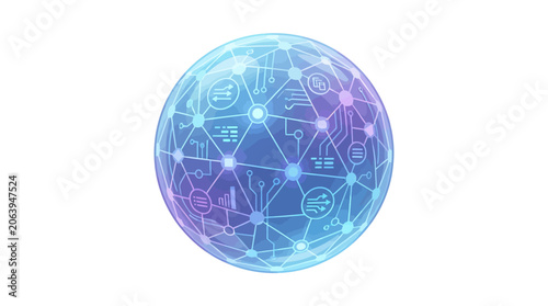 Digital network globe with technological circuit patterns