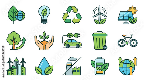 Obraz na plátně Environmental icons for sustainable living.