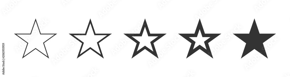 Obraz premium Star vector icon set with isolated star symbols, favorite rating and award design elements vector illustration
