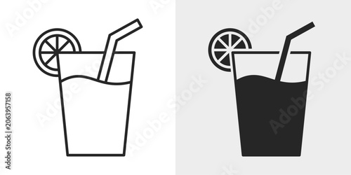 Orange Juice Icon represents fresh fruit beverages, healthy nutrition, and refreshments.