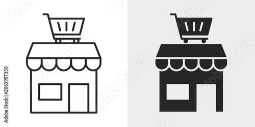 Supermarket Icon represents grocery shopping, retail stores, and everyday household supplies.