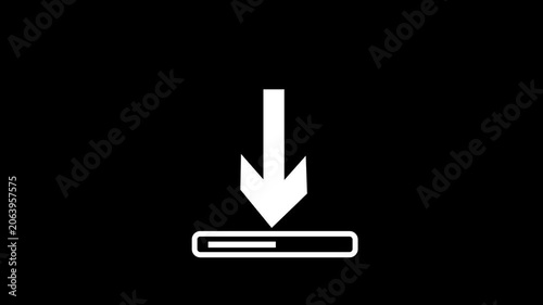Download and loading icon animation on black background