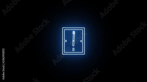 Analog glowing clock animation , 12 hour loop. neon clock , Counting down clock isolated animated.