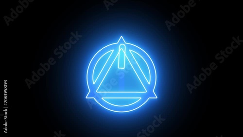 Blue color neon boderless clock icon HD animation on black background and 4K animation video.