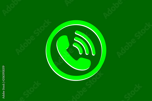 Fotografie Call icon in green background