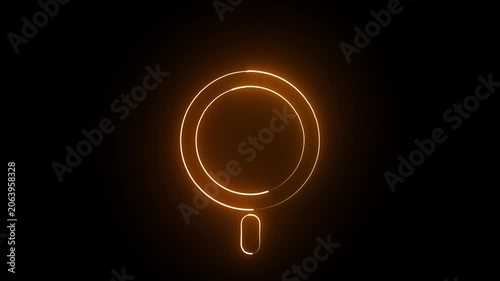 neon search icon animation on a black background.