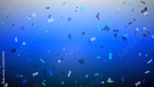 Blue gradient background with falling confetti