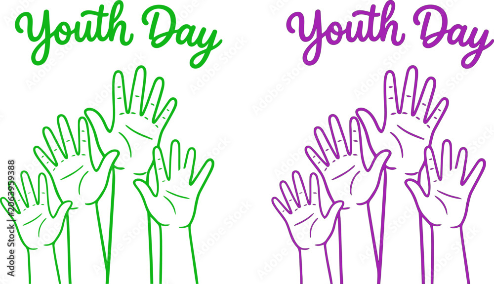 Fototapeta premium Youth day celebration illustration with raised hands