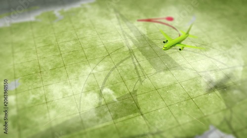 world tour airplane flight, animation of airplane flight path, plane flying from point a to point b