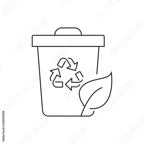 Eco recycle bin single icon with editable stroke, perfectly designed for waste management applications, recycling center websites, and environmental campaigns.