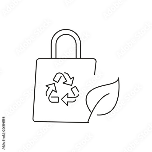 Eco friendly shopping bag single icon with editable stroke, ideal for sustainable retail, green grocery apps, and zero waste campaigns.