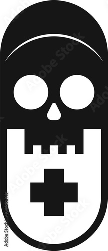 Skull and Crossbones Pill Capsule Icon vector illustration