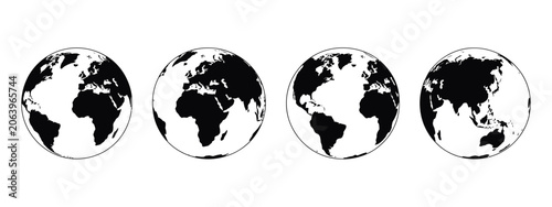 Fotografie Earth Globe Icons with Different Continents for Global Communication, Geography