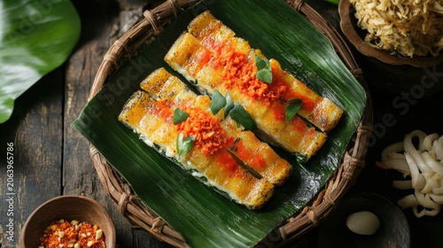 Grilled Fish Dish with Chili Garnish Indonesian Style