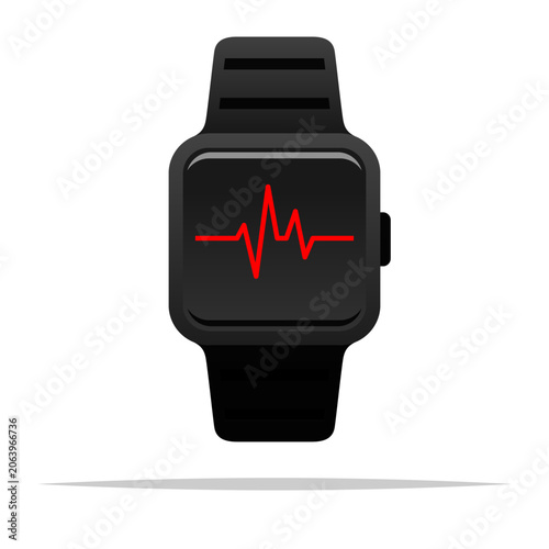Tablou pe pânză Heart rate monitor smart watch vector isolated illustration