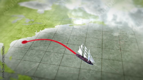 World tour Boat sailing from one point to another